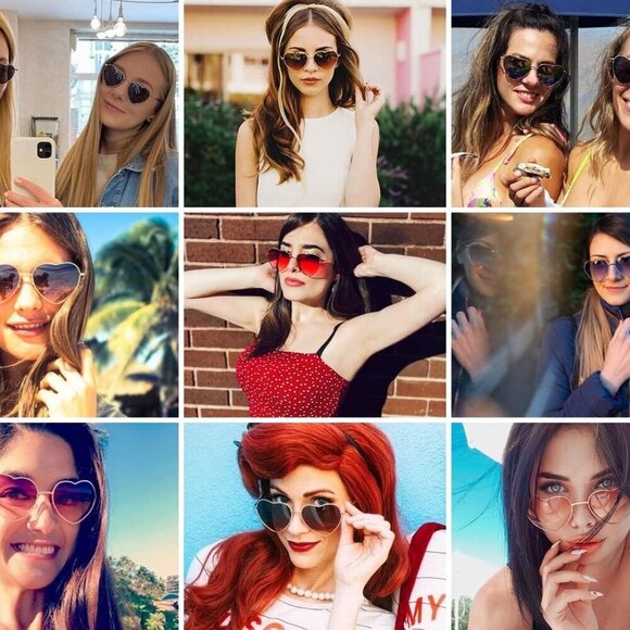 Polarized Heart Sunglasses for Women Fashion Lovely Style Metal Frame UV400 Prot - Picture 6 of 6